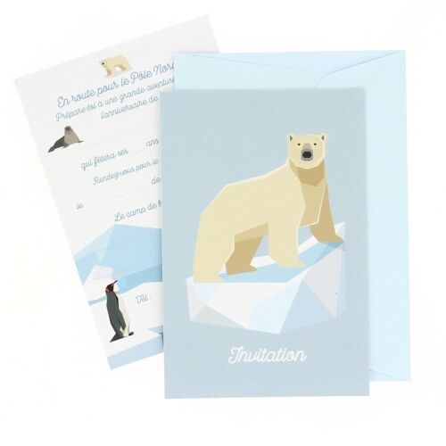 6 invitations eco-friendly Animaux polaires avec enveloppes