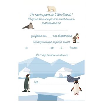 6 invitations eco-friendly Animaux polaires avec enveloppes 3