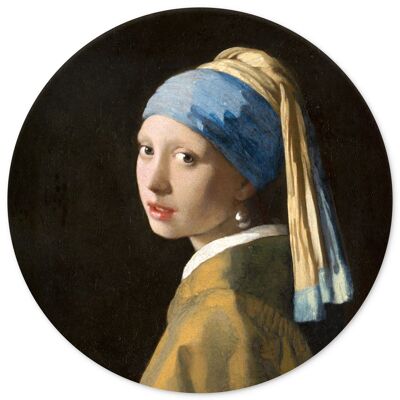 Muurcirkel Meisje met de Parel Johannes Vermeer - 75 cm - wandcirkel