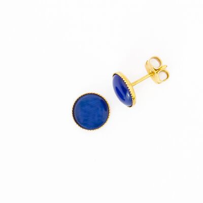 Clous d'oreilles, plaqué or, bleu (265.9)