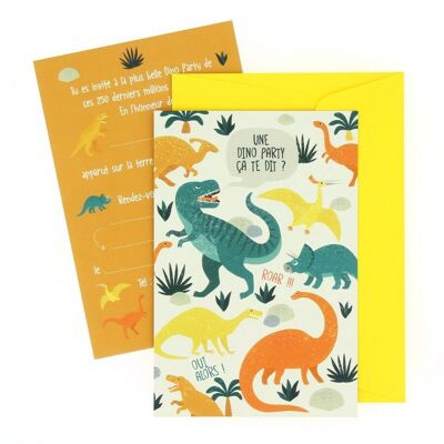 6 invitations eco-friendly Dinosaures avec enveloppes