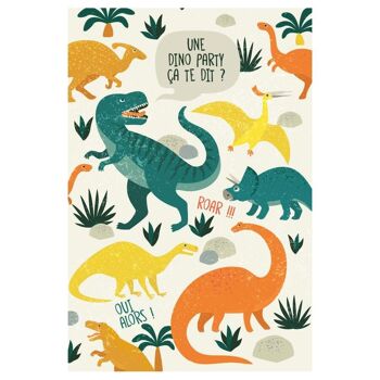 6 invitations eco-friendly Dinosaures avec enveloppes 2