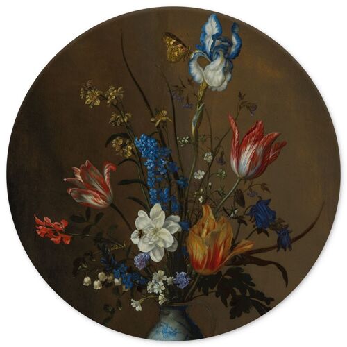 Muurcirkel bloemen in een vaas Balthasar van der Ast - 75 cm - wandcirkel