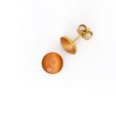 Ear studs, gold plated, peach (265.12)