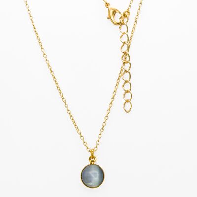 Necklace, gold plated, blue gray (K265.1)
