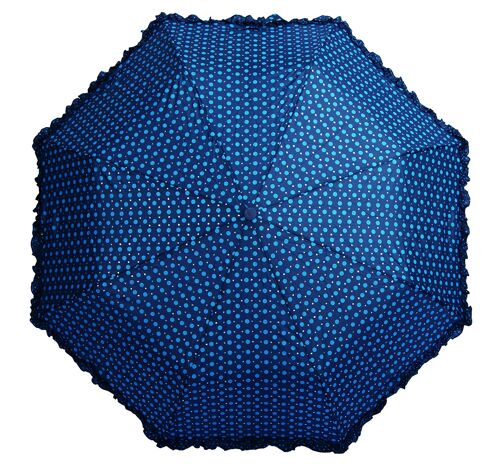 Polka with Frills and Sparkles Blue folding umbrella by Soake - BCFPOLBLU