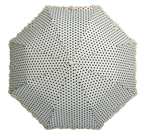 Polka with Frills and Sparkles Cream folding umbrella by Soake - BCFPOLCR
