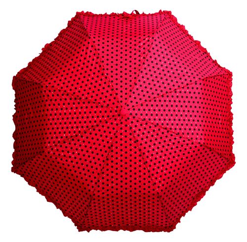Polka with Frills and Sparkles Red folding umbrella by Soake - BCFPOLRD