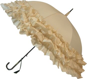 Parapluie classique beige à trois volants - BCS3FBE