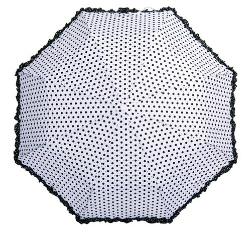 Polka with Frills and Sparkles White folding umbrella by Soake - BCFPOLWH
