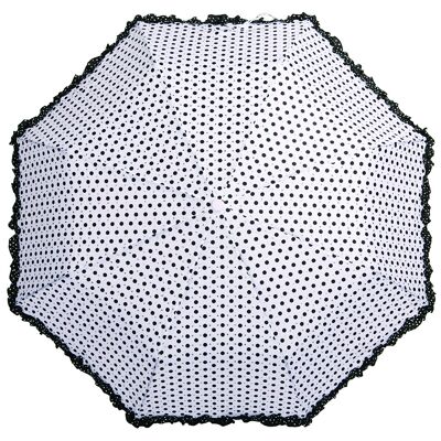Polka with Frills and Sparkles White folding umbrella by Soake - BCFPOLWH