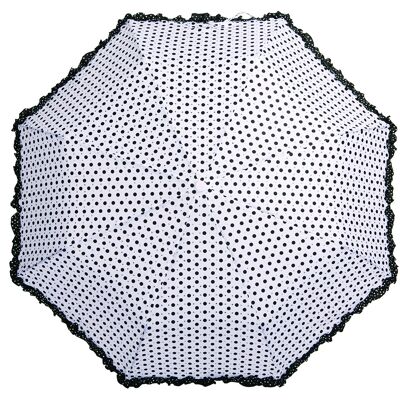 Parapluie pliant Polka with Frills and Sparkles Blanc par Soake - BCFPOLWH