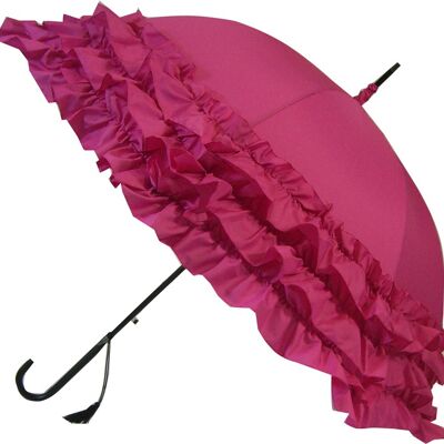 Rosa Triple Frill Klassischer Regenschirm - BCS3FP