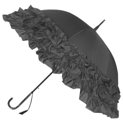 Grauer klassischer Regenschirm mit drei Rüschen - BCS3FGR
