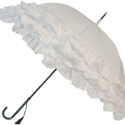 White Triple Frill Classic  Umbrella - BCS3FWH