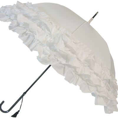 Parapluie classique à trois volants blanc - BCS3FWH