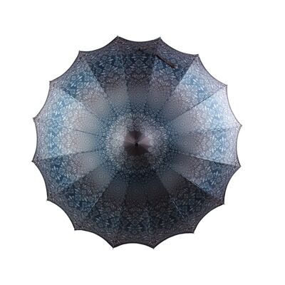Boutique Patterned Pagoda Umbrella with Scalloped edge Charcoal - BCSPATCHA