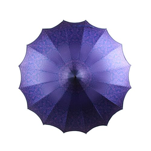 Boutique Patterned Pagoda Umbrella with Scalloped edge Purple - BCSPATPUR