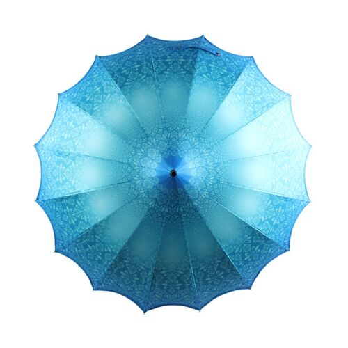 Boutique Patterned Pagoda Umbrella with Scalloped edge Teal - BCSPATTEA