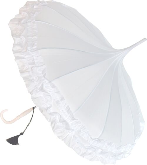 White Classic  Frilled Pagoda with a white handle - BCSPAWWH