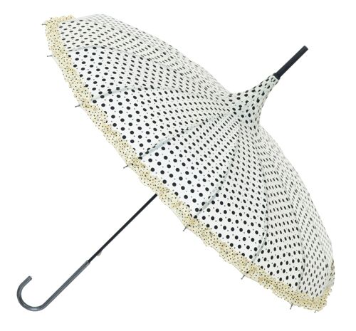 Polka with Frills and Sparkles Cream Pagoda umbrella by Soake - BCSPOLCR