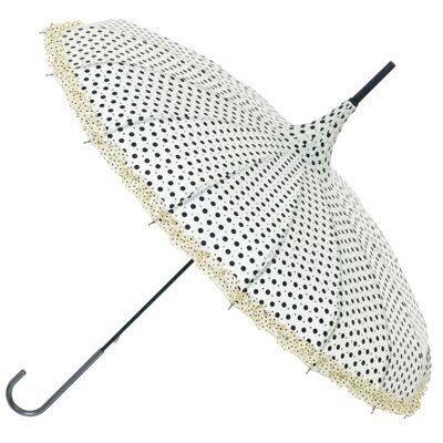 Parapluie pagode Polka with Frills and Sparkles Cream par Soake - BCSPOLCR