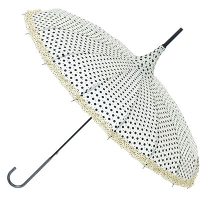Parapluie pagode Polka with Frills and Sparkles Cream par Soake - BCSPOLCR