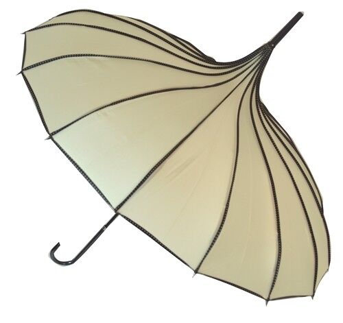 Parapluie pagode nervuré Boutique en beige - BCSRPBE