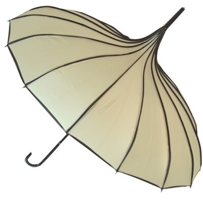 Parapluie pagode nervuré Boutique en beige - BCSRPBE