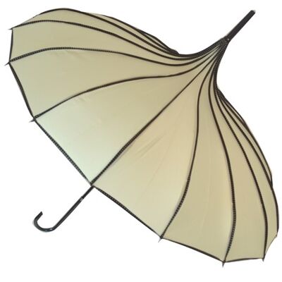 Parapluie pagode nervuré Boutique en beige - BCSRPBE