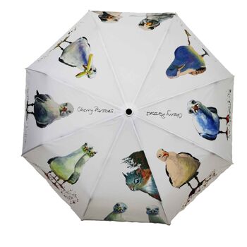 Parapluie bâton de marche Cherry Parsons à 8 panneaux et motif mouette blanc - CPS8SDW