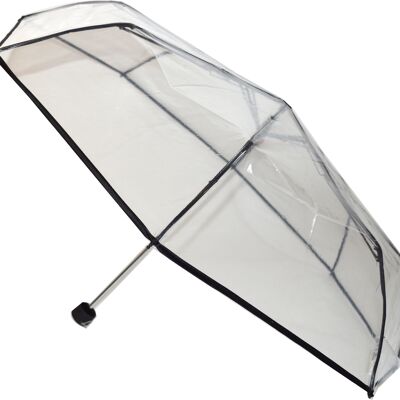 Ombrello pieghevole trasparente Everyday con fascia nera della collezione di ombrelli Soake - EDFCBLA