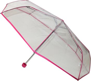 Parapluie transparent pliant de tous les jours avec bande rose foncé de la collection de parapluies Soake - EDFCP 1