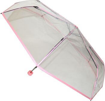 Parapluie transparent pliant de tous les jours avec bande rose pâle de la collection de parapluies Soake - EDFCPP 1