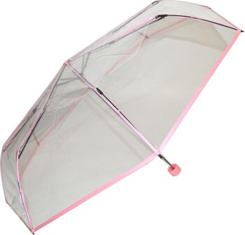 Parapluie transparent pliant de tous les jours avec bande rose pâle de la collection de parapluies Soake - EDFCPP 2