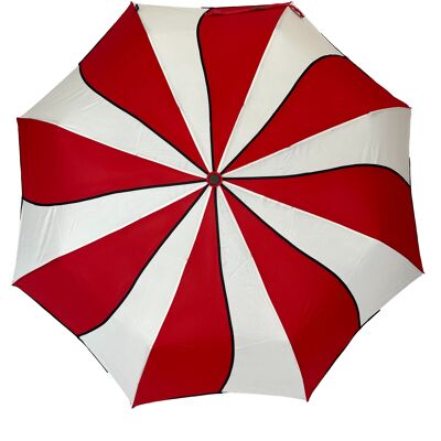Red and Cream Swirl Folding Umbrella from the Soake Collection - EDFSWRC