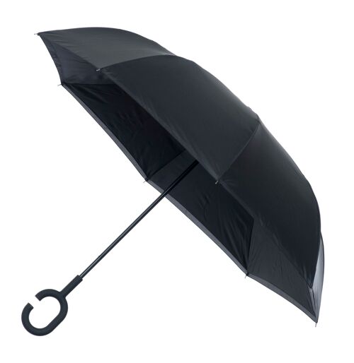Inside out Plain Black Umbrella - EDIOBB