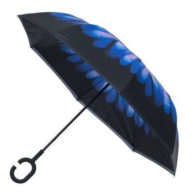 Von innen nach außen blauer Gänseblümchen-Regenschirm - EDIOBD