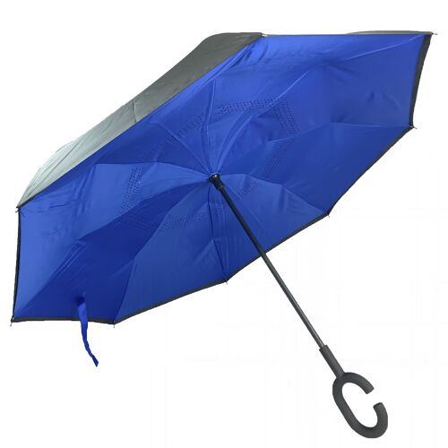 Inside out Plain Blue Umbrella - EDIOBLU
