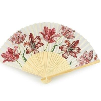 Hand fan, Merian, three tulips