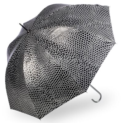 Metallischer Schlangenhautdruck - Silberner Regenschirm - EDSASSS