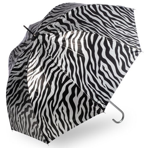 Metallic Zebra Print - Silver Umbrella - EDSAZPS