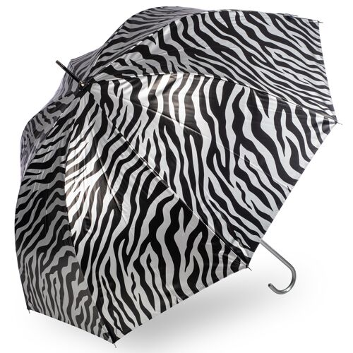 Metallic Zebra Print - Silver Umbrella - EDSAZPS