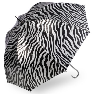 Metallischer Zebradruck - Silberner Regenschirm - EDSAZPS