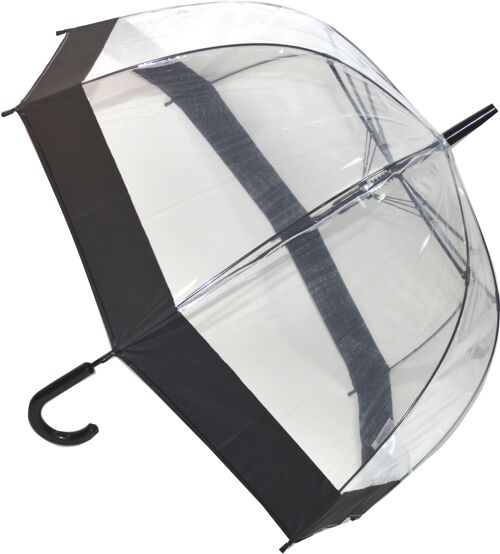 Everyday walking stick style Clear Dome Umbrella with Black band from the Soake collection - EDSCDB