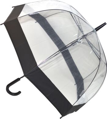 Parapluie dôme transparent de style bâton de marche de tous les jours avec bande noire de la collection Soake - EDSCDB 1