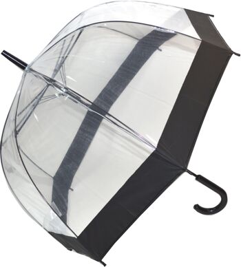 Parapluie dôme transparent de style bâton de marche de tous les jours avec bande noire de la collection Soake - EDSCDB 2