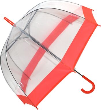 Parapluie dôme transparent de style bâton de marche de tous les jours avec bande rouge de la collection Soake - EDSCDR 3