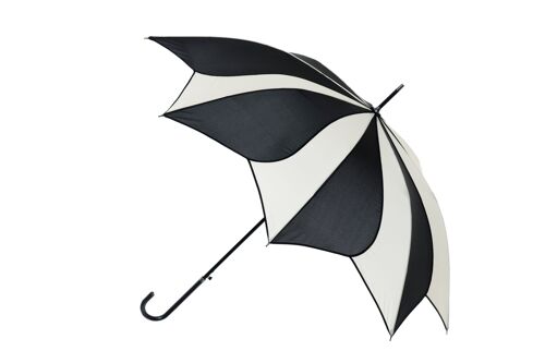 Black and Cream Swirl Walking Stick Umbrella - EDSSWB/C