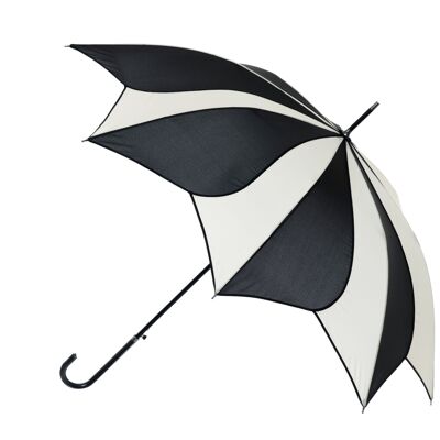 Black and Cream Swirl Walking Stick Umbrella - EDSSWB/C